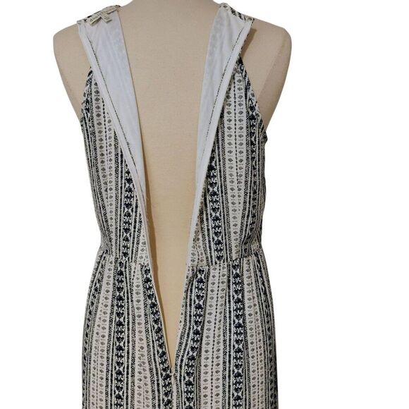 Daniel Rainn Dress Maxi High Neck Thin Straps Slit Chiffon Navy White Lined M - Picture 6 of 11